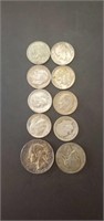 8 - silver dimes, silver quarter and a silver