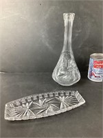 Plateau et vase en cristal motif Pin Wheel
