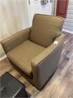 Upholstered Side Chair & Leather Footstool