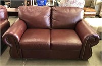 Leather Loveseat with Nailhead Trim