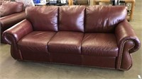 Leather Sofa with Nailhead Trim