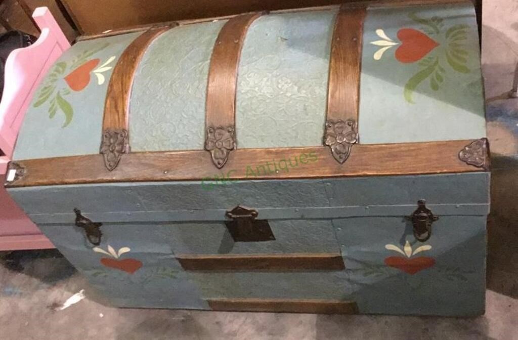 Beautifully refinished antique steamer trunk