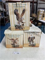 (3) Porcelain Nesting Eagle Figurines