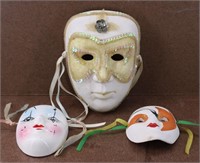 Vintage Ceramic Porcelain Mardi Gras Painted Masks