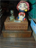 Antique Dresser Boxes & Retro Bobble Head plus