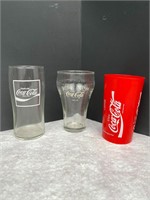 Lot of 3 Coca-Cola Foreign Advertising Glasses