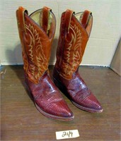 Tony Lama Cowboy Boots, Brown Lizard, Sz. 8