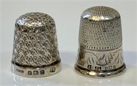 TWO ORNATE ANTIQUE HALLMARKED STERLING THIMBLES