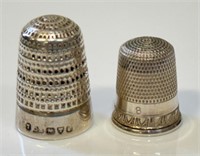 TWO PRETTY ANTIQUE HALLMARKED STERLING THIMBLES