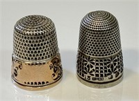 TWO CHARMING ANTIQUE STERLING THIMBLES