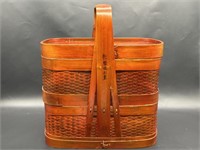 Vtg. Chinese 2-Tiered Rattan & Bamboo Food Basket