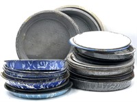 Assortment of Vtg. Enamel, Graniteware Pie Plates