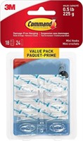 (U) Command Mini Hooks Value Pack, Mini, Clear, 18