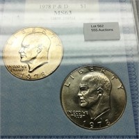 (2) 1978 P&D Eisenhower $1 MS63 AACGS