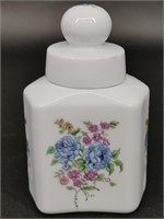 Elizabeth Arden Jar, Blue Floral w Lid