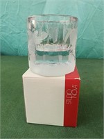 NIB STUDIO NOVA Clear Glass Votive Etched HOLIDAY