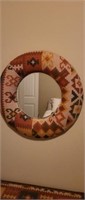 Beautiful colorful cloth round wall mirror