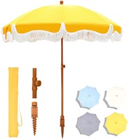 $100  MFSTUDIO 7ft Beach Umbrella with Fringe