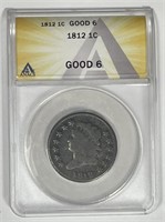 1812 Classic Head Large Cent Good ANACS G6