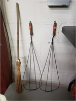 3 ct. - Vintage Rug Beaters & Broom