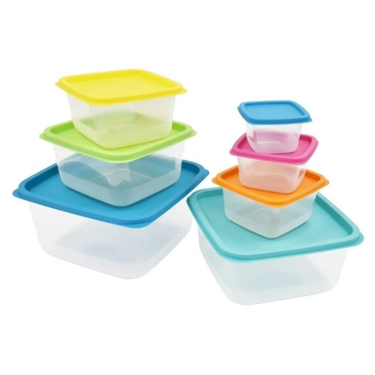 New 14 Piece Rainbow Plastic Food Storage Set,