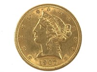 1907 $5 Gold Half Eagle
