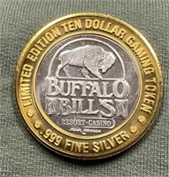.999 Silver Buffalo Bills Casino Gaming Token