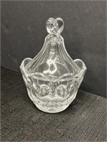 Crystal candy dish, heart design, lid