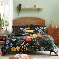 $50  CASAAGUSTO King Comforter Set Black Floral