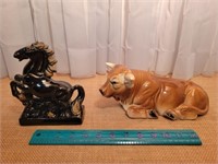 Tilso Hand Painted Bull & Horse from Japan