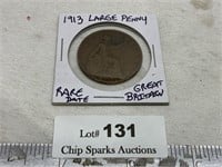 1913 Large Penny, Great Britain Rare Date