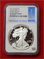 2021 W American Eagle NGC PF70 1 Ounce Silver