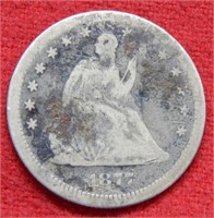 1877 S Seated Liberty Silver Quarter - Grainy