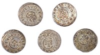 5 Pieces Mixed 1600's Livonia Silver Solidus.