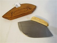 Homemade Ulu Knife w/Bone Grip - 7" Long