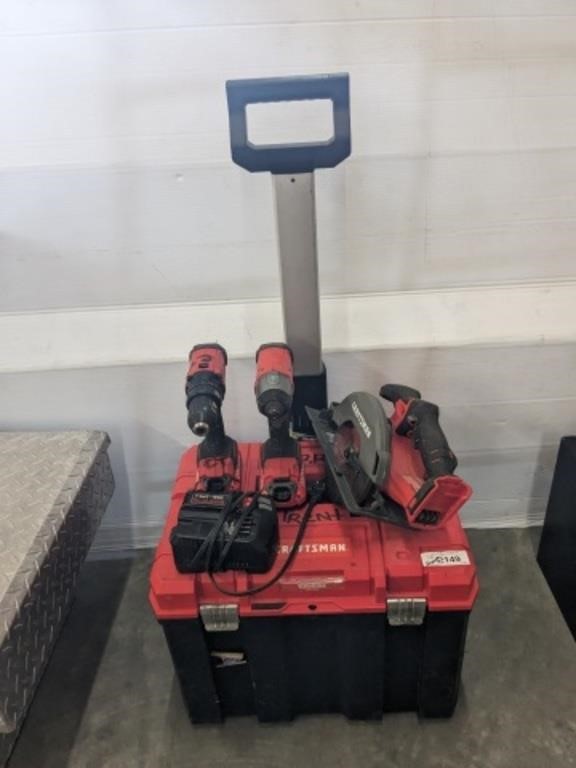 GROUP OF CRAFTSMAN 20V TOOLS W/ ROLLING CASE,