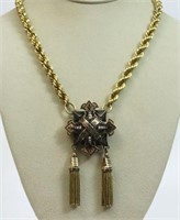 14K REPURPOSED BROOCH & CHAIN NECKLACE