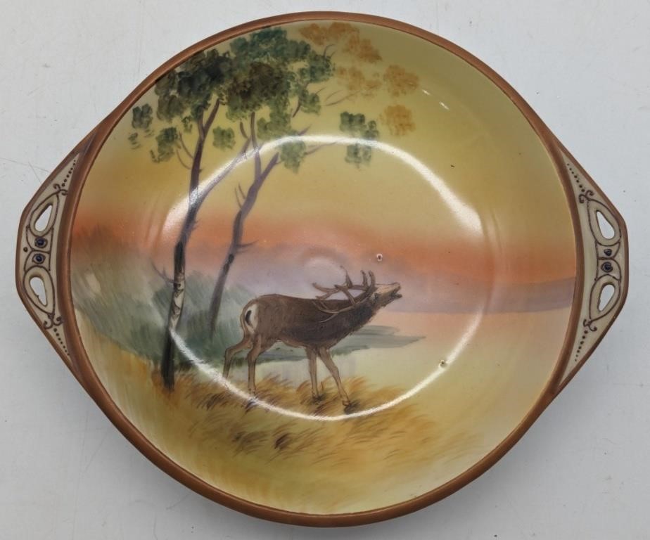 (FG) Nippon hand painted bowl with handles,