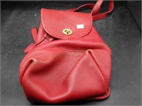 Red Coach Leather Backpack Purse