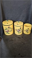 Vtg 3 Pc Italian Canister Set, 1 Missing Lid