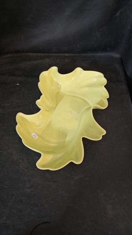 1950 Claire Lerner Calif Pottery Chartreuse Dish