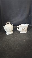 2 Pcs Late 1800's early 1900's  Milk Glass