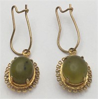 Gold Filled Green Stone Earrings