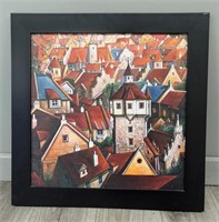 Large Framed Print of Old City Roofs