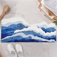 Wave Rug Ocean Romantic Blue Bath Mat (32x20)