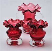 Trio of Flash Cranberry Glass