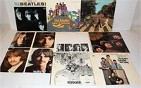 6 Beatles LP Records w Photos/Poster
