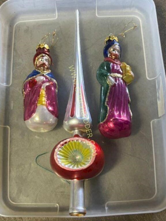 Vintage Christmas tree topper & Wiseman ornaments