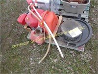 LOT OF GAS CANS & OIL PANS