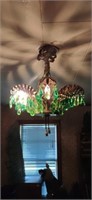 Brass Vintage Light Fixture w/ Green Prisms